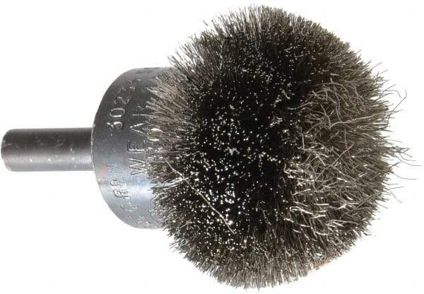 Osborn - 1-1/2" Brush Diam, Crimped, End Brush - 1/4" Diam Shank, 15,000 Max RPM - Apex Tool & Supply