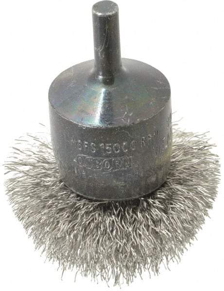 Osborn - 2" Brush Diam, Crimped, End Brush - 1/4" Diam Shank, 15,000 Max RPM - Apex Tool & Supply