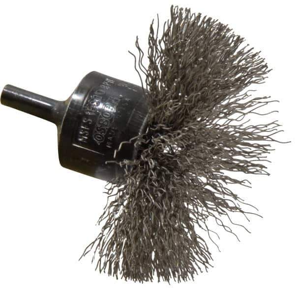 Osborn - 3" Brush Diam, Crimped, End Brush - 1/4" Diam Shank, 15,000 Max RPM - Apex Tool & Supply