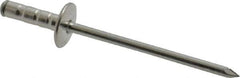 RivetKing - Size 43-44 Large Flange Head Aluminum Multi Grip Blind Rivet - Steel Mandrel, 0.156" to 1/4" Grip, 3/8" Head Diam, 0.129" to 0.133" Hole Diam, 1/2" Length Under Head, 1/8" Body Diam - Apex Tool & Supply