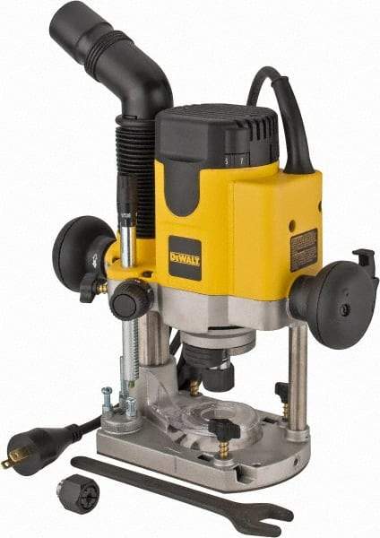 DeWALT - 8,000 to 24,000 RPM, 2 HP, 10 Amp, Plunge Base Electric Router - 1/4 and 1/2 Inch Collet - Apex Tool & Supply