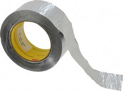 3M - 2" x 55m Silver Foil Tape - 4.6 mil, Acrylic Adhesive, Aluminum Foil Backing, 30 Lb/ln Tensile Strength, -65.2°F to 300°F, Series 425 - Apex Tool & Supply