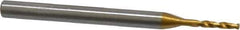 OSG - 1.30048mm 140° Spiral Flute Vanadium High Speed Steel Screw Machine Drill Bit - TiN Finish, Right Hand Cut, 8mm Flute Length, 40mm OAL, Faceted Point, Straight Shank - Apex Tool & Supply
