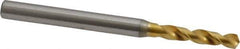 OSG - 3.0988mm 130° Spiral Flute Vanadium High Speed Steel Screw Machine Drill Bit - TiN Finish, Right Hand Cut, 18mm Flute Length, 50mm OAL, Faceted Point, Straight Shank - Apex Tool & Supply