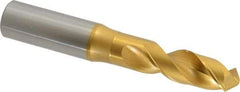 OSG - 17.00022mm 120° Spiral Flute Vanadium High Speed Steel Screw Machine Drill Bit - TiN Finish, Right Hand Cut, 60mm Flute Length, 126mm OAL, Faceted Point, Straight Shank - Apex Tool & Supply