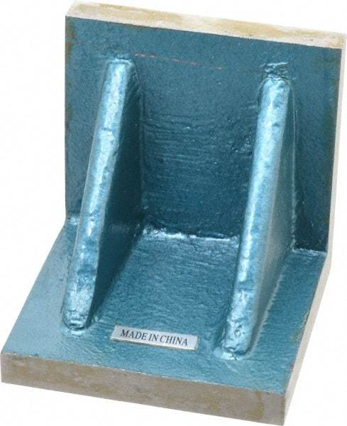 Interstate - 4" Wide x 4" Deep x 4" High Cast Iron Machined Angle Plate - Standard Plate, Flat Surface, Double Web, Single Plate - Apex Tool & Supply