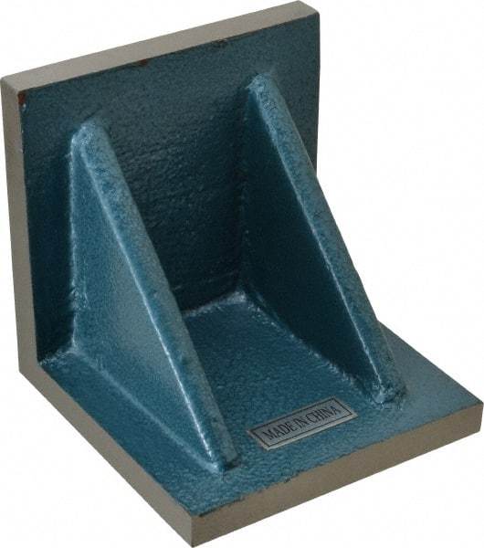 Interstate - 5" Wide x 5" Deep x 5" High Cast Iron Machined Angle Plate - Standard Plate, Flat Surface, Double Web, Single Plate - Apex Tool & Supply