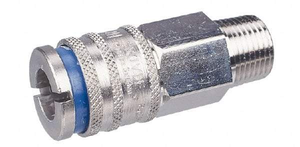 CEJN - 1/2 Male NPT European High Flow Pneumatic Hose Coupler - Steel/Brass, 1/4" Body Diam - Apex Tool & Supply