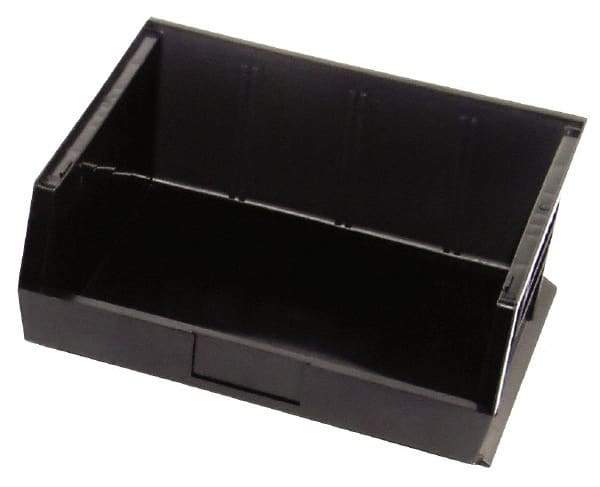 Quantum Storage - 75 Lb. Load Capacity, 14-3/4" Deep, Black Polypropylene Hopper Stacking Bin - 7" High x 16-1/2" Wide x 14-3/4" Long - Apex Tool & Supply