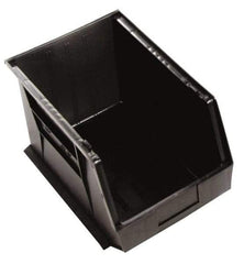 Quantum Storage - 75 Lb. Load Capacity, 18" Deep, Black Polypropylene Hopper Stacking Bin - 10" High x 11" Wide x 18" Long - Apex Tool & Supply