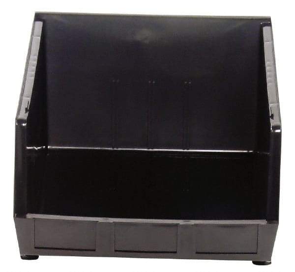 Quantum Storage - 75 Lb. Load Capacity, 18" Deep, Black Polypropylene Hopper Stacking Bin - 11" High x 16-1/2" Wide x 18" Long - Apex Tool & Supply