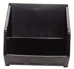 Quantum Storage - 75 Lb. Load Capacity, 18" Deep, Black Polypropylene Hopper Stacking Bin - 11" High x 16-1/2" Wide x 18" Long - Apex Tool & Supply