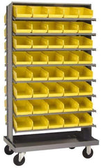 Quantum Storage - 27" Deep x 38" Wide x 64" High, Steel Floor Rack - 2 Sides, 80 Yellow Plastic Bins, 6-5/8" Bin Width x 4" Bin Height x 11-7/8" Bin Depth - Apex Tool & Supply