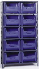 Quantum Storage - 18" Deep x 42" Wide x 75" High, Steel Open Hopper Storage Unit - 5/6 Shelves, 10 Blue Plastic Bins, 19-7/8" Bin Width x 12-7/16" Bin Height x 15-1/4" Bin Depth - Apex Tool & Supply