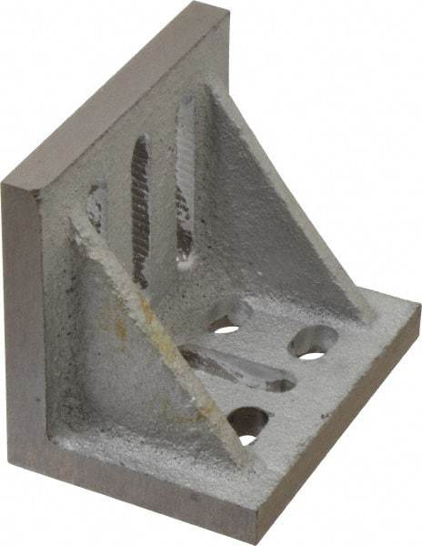 Interstate - 3-1/2" Wide x 2-1/2" Deep x 3" High Cast Iron Partially Machined Angle Plate - Slotted Plate, Through-Slots on Surface, Webbed, Single Plate - Apex Tool & Supply
