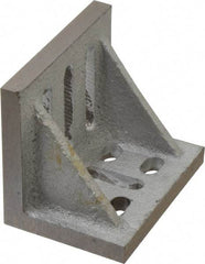 Interstate - 3-1/2" Wide x 2-1/2" Deep x 3" High Cast Iron Partially Machined Angle Plate - Slotted Plate, Through-Slots on Surface, Webbed, Single Plate - Apex Tool & Supply