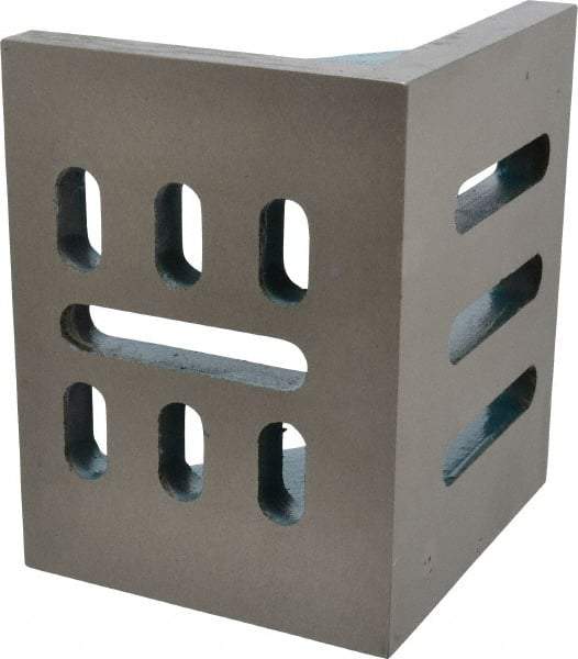 Interstate - 6" Wide x 4-1/2" Deep x 5" High Cast Iron Partially Machined Angle Plate - Slotted Plate, Through-Slots on Surface, Webbed, Single Plate - Apex Tool & Supply