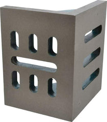 Interstate - 6" Wide x 4-1/2" Deep x 5" High Cast Iron Partially Machined Angle Plate - Slotted Plate, Through-Slots on Surface, Webbed, Single Plate - Apex Tool & Supply