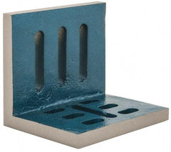Interstate - 6" Wide x 4-1/2" Deep x 5" High Cast Iron Partially Machined Angle Plate - Slotted Plate, Through-Slots on Surface, Open End, Single Plate - Apex Tool & Supply