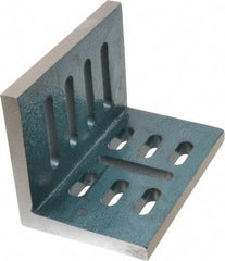 Interstate - 7" Wide x 4-1/2" Deep x 5-1/2" High Cast Iron Partially Machined Angle Plate - Slotted Plate, Through-Slots on Surface, Open End, Single Plate - Apex Tool & Supply