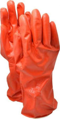 Ansell - Size XL (10), 14" Long, 37.5 mil Thick, Supported, Polyvinyl Alcohol (PVA) Chemical Resistant Gloves - Smooth Finish, Cotton Interlock Knit Lined, Gauntlet Cuff, ANSI Abrasion Level 4, ANSI Cut Level 1, Red - Apex Tool & Supply