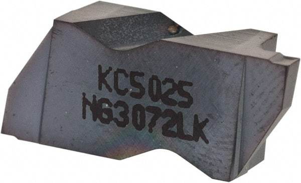 Kennametal - 3072NG K Grade KC5025, 1.83mm Cutting Width Carbide Grooving Insert - 2.39mm Max Depth of Cut, Left Hand, 0.19mm Corner Radius, TiAlN Finish - Apex Tool & Supply