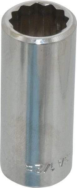 Blackhawk by Proto - 1/2", 3/8" Drive, Deep Hand Socket - 12 Points, 1-13/16" OAL, Chrome Finish - Apex Tool & Supply