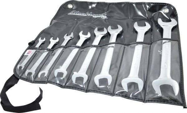 Blackhawk by Proto - 8 Piece, 1/4" to 1", Open End Wrench Set - Inch Measurement Standard, Full Polish Finish, Comes in Vinyl Roll - Apex Tool & Supply