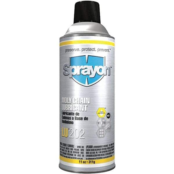 Sprayon - 11 oz Aerosol Extreme Pressure Moly Chain & Cable Lubricant - Light Amber, -20 to 300°F, Food Grade - Apex Tool & Supply