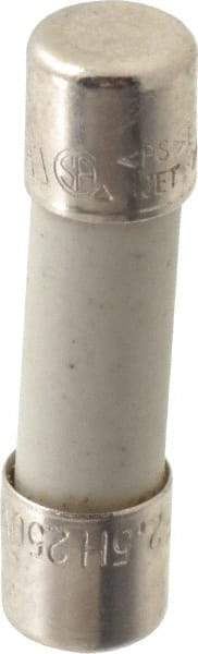 Ferraz Shawmut - 250 VAC, 2.5 Amp, Fast-Acting Miniature Ceramic Fuse - Clip Mount, 20mm OAL, 5mm Diam - Apex Tool & Supply