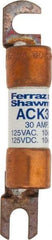 Ferraz Shawmut - 30 Amp Time Delay Round Forklift & Truck Fuse - 125VAC, 125VDC, 3.07" Long x 0.5" Wide, Bussman ACK30, Ferraz Shawmut ACK30 - Apex Tool & Supply