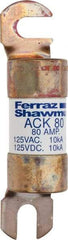 Ferraz Shawmut - 80 Amp Time Delay Round Forklift & Truck Fuse - 125VAC, 125VDC, 4.46" Long x 1" Wide, Bussman ACK80, Ferraz Shawmut ACK80 - Apex Tool & Supply
