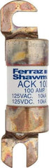 Ferraz Shawmut - 100 Amp Time Delay Round Forklift & Truck Fuse - 125VAC, 125VDC, 4.46" Long x 1" Wide, Bussman ACK100, Ferraz Shawmut ACK100 - Apex Tool & Supply