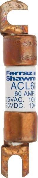 Ferraz Shawmut - 60 Amp General Purpose Round Forklift & Truck Fuse - 125VAC, 125VDC, 3.07" Long x 0.5" Wide, Bussman ACL60, Ferraz Shawmut ACL60 - Apex Tool & Supply