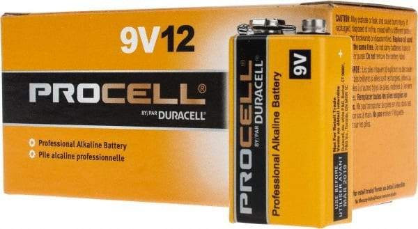 Duracell - Size 9V, Alkaline, Standard Battery - 9 Volts, Miniature Snap Terminal, 6LR61, ANSI, IEC Regulated - Apex Tool & Supply