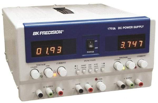 B&K Precision - 350 Watt, (A & B) 0 to 2 Amp, (C) 5 Amp, 240 VAC Input, (A & B) 0 to 30 VDC, (C) 4 to 6.50 VDC Output, Benchtop Power Supply - 3 Outputs, 10-1/2 Inch Wide x 15 Inch Deep x 5.7 Inch High, 32 to 104°F, LED Display - Apex Tool & Supply