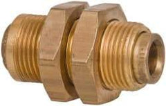 Norgren - 3/8" Outside Diam, Brass Push-to-Connect Tube Bulkhead Union - 150 Max psi, Tube to Tube Connection, Buna O-Ring - Apex Tool & Supply