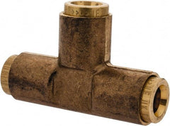 Norgren - 1/4" Outside Diam, Brass Push-to-Connect Tube Union Tee - 150 Max psi, Tube to Tube Connection, Buna O-Ring - Apex Tool & Supply