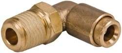Norgren - 1/4" Outside Diam, 1/4 NPT, Brass Push-to-Connect Tube Male Swivel Elbow - 150 Max psi, Tube to Male NPT Connection, Buna O-Ring - Apex Tool & Supply
