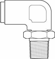 Norgren - 3/8" Outside Diam, 1/4 NPT, Brass Push-to-Connect Tube Male Swivel Elbow - 150 Max psi, Tube to Male NPT Connection, Buna O-Ring - Apex Tool & Supply