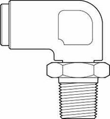 Norgren - 3/8" Outside Diam, 1/4 NPT, Brass Push-to-Connect Tube Male Swivel Elbow - 150 Max psi, Tube to Male NPT Connection, Buna O-Ring - Apex Tool & Supply