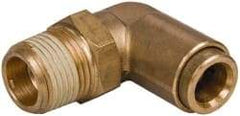 Norgren - 3/8" Outside Diam, 3/8 NPT, Brass Push-to-Connect Tube Male Swivel Elbow - 150 Max psi, Tube to Male NPT Connection, Buna O-Ring - Apex Tool & Supply