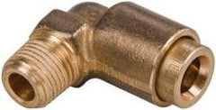 Norgren - 1/4" Outside Diam, 1/8 NPT, Brass Push-to-Connect Tube Male Elbow - 150 Max psi, Tube to Male NPT Connection, Buna O-Ring - Apex Tool & Supply