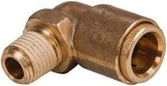 Norgren - 1/2" Outside Diam, 1/4 NPT, Brass Push-to-Connect Tube Male Elbow - 150 Max psi, Tube to Male NPT Connection, Buna O-Ring - Apex Tool & Supply