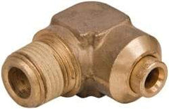 Norgren - 1/4" Outside Diam, 3/8 NPT, Brass Push-to-Connect Tube Male Elbow - 150 Max psi, Tube to Male NPT Connection, Buna O-Ring - Apex Tool & Supply