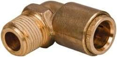 Norgren - 1/2" Outside Diam, 3/8 NPT, Brass Push-to-Connect Tube Male Elbow - 150 Max psi, Tube to Male NPT Connection, Buna O-Ring - Apex Tool & Supply