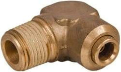Norgren - 3/8" Outside Diam, 1/2 NPT, Brass Push-to-Connect Tube Male Elbow - 150 Max psi, Tube to Male NPT Connection, Buna O-Ring - Apex Tool & Supply