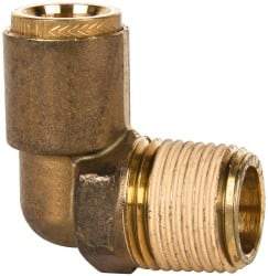 Norgren - 1/2" Outside Diam, 1/2 NPT, Brass Push-to-Connect Tube Male Elbow - 150 Max psi, Tube to Male NPT Connection, Buna O-Ring - Apex Tool & Supply