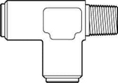 Norgren - 1/2" Outside Diam, 3/8 NPT, Brass Push-to-Connect Tube Male Run Tee - 150 Max psi, Tube to Male Connection, Buna O-Ring - Apex Tool & Supply