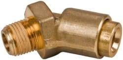 Norgren - 1/4" Outside Diam, 1/8 NPT, Brass Push-to-Connect Tube Male 45° Elbow - 150 Max psi, Tube to Male Connection, Buna O-Ring - Apex Tool & Supply